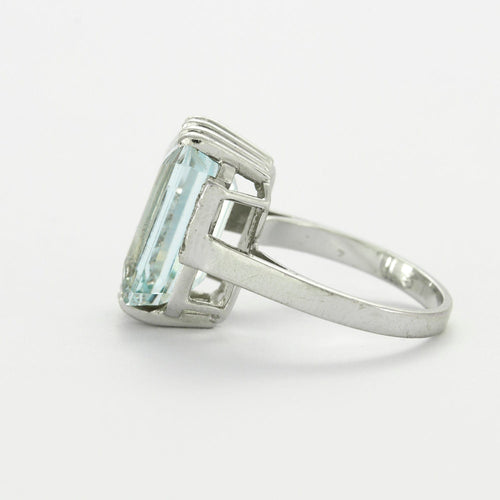 Bague 52 Bague Style Art Déco Aigue-Marine Diamants 58 Facettes DV0407-3