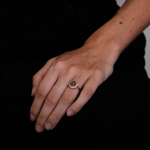 Bague 48 Bague style Marguerite Rubis Diamants 58 Facettes DV0192-1