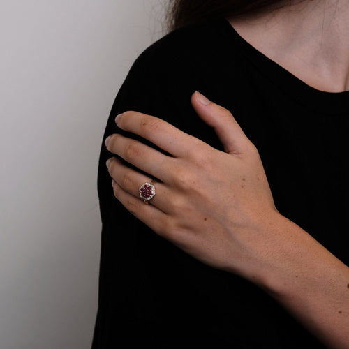 Bague 48 Bague style Marguerite Rubis Diamants 58 Facettes DV0192-1