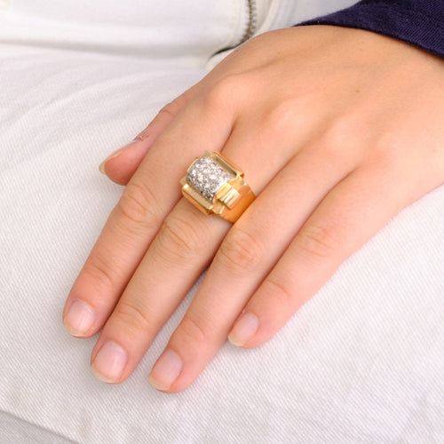 Bague 54 Bague Tank 2 ors Diamants 58 Facettes DV0242-1