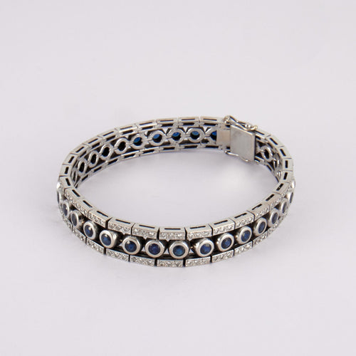 Bracelet BRACELET OR BLANC DIAMANTS & SAPHIRS 58 Facettes BO/220117 NSS
