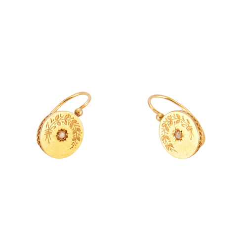 Boucles d'oreilles Dormeuses demi perle blanche, or jaune 58 Facettes
