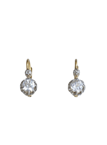 Boucles d'oreilles Dormeuses diamants anciennes 58 Facettes
