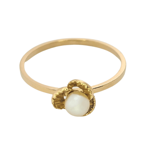 Bague Bague Florale or jaune et perle 58 Facettes 25384