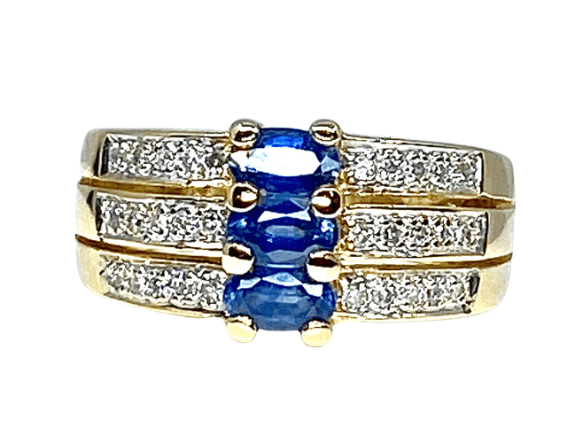 Bague Bague jonc 3 saphirs diamants 58 Facettes AB 154