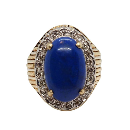 Bague Bague vintage or jaune Lapis Lazuli et diamants 58 Facettes 30305