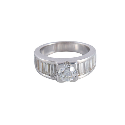 Bague Bague Solitaire épaulée Diamants baguette 58 Facettes