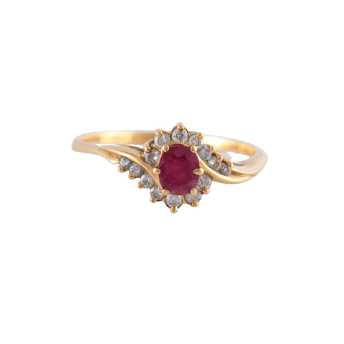 Bague 57 Bague Marguerite Rubis Diamants 58 Facettes JE140