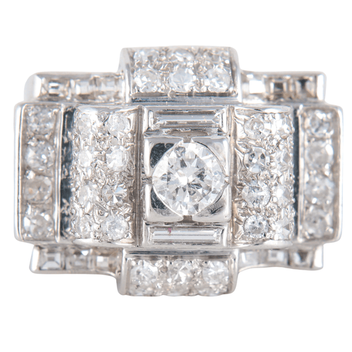 Bague 50 Bague Tank Platine Diamants 58 Facettes 8318