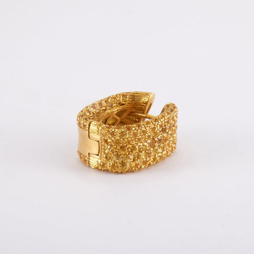 Boucles d'oreilles 2cm x 1cm / Jaune / Or 750 Boucles d'oreilles Saphirs jaune 58 Facettes 190057R