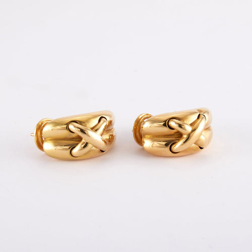 Boucles d'oreilles 2.2 cm x 2 cm x 1.2 cm / Jaune / Or 750 Boucles d'oreilles Lien CHAUMET 58 Facettes 190167R