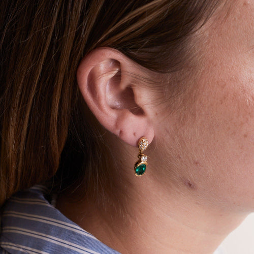 Boucles d'oreilles Boucles D'oreilles Emeraudes Diamants Or Jaune 58 Facettes DV0362-1