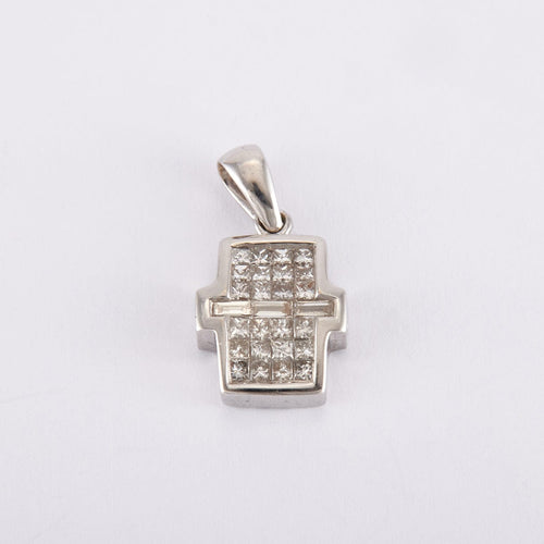 Pendentif Blanc/Gris / Or 750‰ Pendentif Croix diamants 58 Facettes 220521R