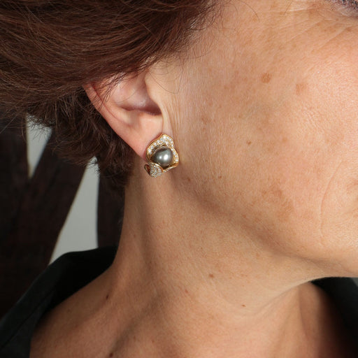 Boucles d'oreilles Boucles d'Oreilles Perles de Tahiti, Diamants, Or Jaune 58 Facettes DV0032-56