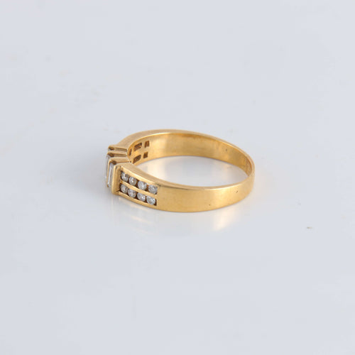Bague 53 Bague or jaune Diamants ronds et baguettes 58 Facettes FM70