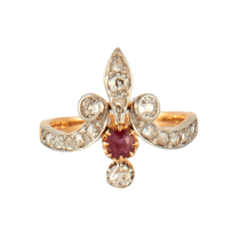 Bague 50 Bague Fleur de lys Rubis Diamants 58 Facettes EL2-05