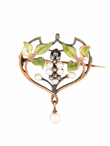 Broche Broche Art Nouveau or émaillé 58 Facettes B2207