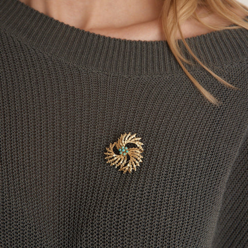 Broche Broche Or jaune Turquoises 58 Facettes DV0135-1