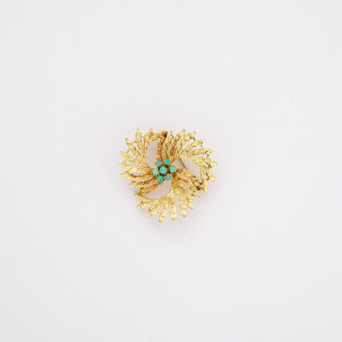 Broche Broche Or jaune Turquoises 58 Facettes DV0135-1