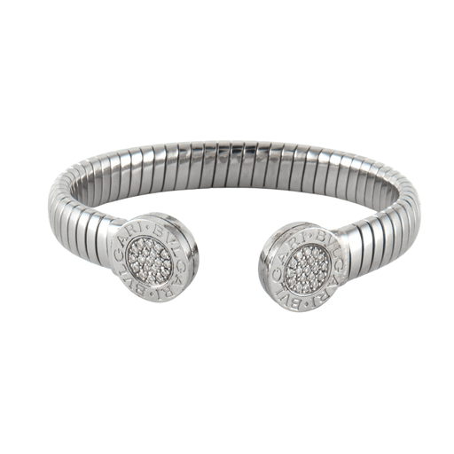 Bracelet BULGARI - Bracelet ouvert or gris et diamants 58 Facettes DV0227-1