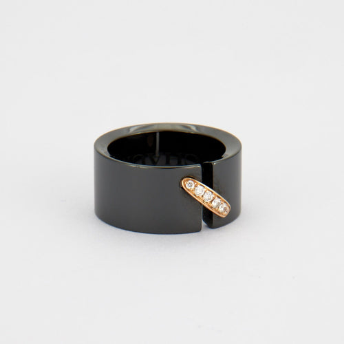 Bague 51 CHAUMET - Bague Lien Diamants Céramique noire 58 Facettes DV0137-1