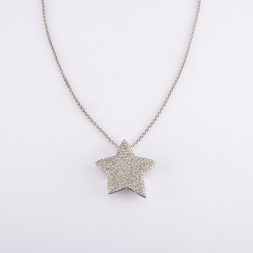 Collier chaine : 40 cm / Blanc/Gris / Or 750 Collier Pendentif Etoile diamants 58 Facettes 170216R