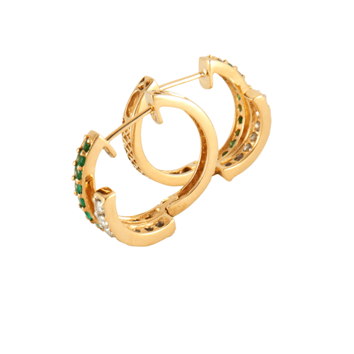 Boucles d'oreilles Créoles doubles Emeraudes Diamants 58 Facettes DV0187-2