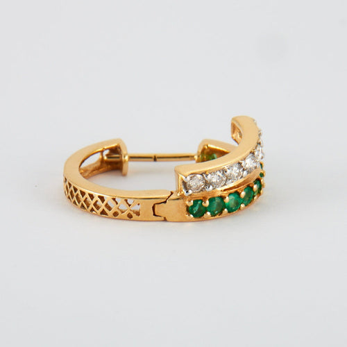 Boucles d'oreilles Créoles doubles Emeraudes Diamants 58 Facettes DV0187-2