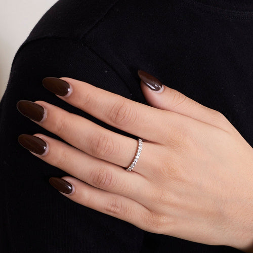 Bague 55 Demi-alliance Diamants Or Blanc 58 Facettes DV0339-2