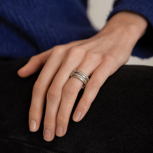 Bague 50 DINH VAN - Bague Duo Spirale Or gris Diamants 58 Facettes DV0009-1