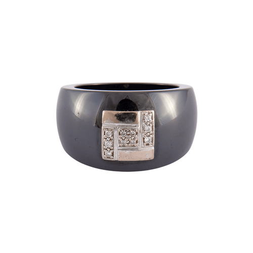 Bague 55 GUY LAROCHE- Bague Céramique noire Diamants 58 Facettes DV0006-1