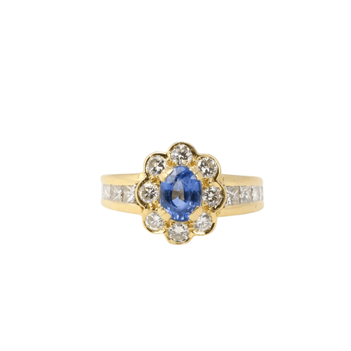 Bague Bague marguerite saphir ovale diamants 58 Facettes J25