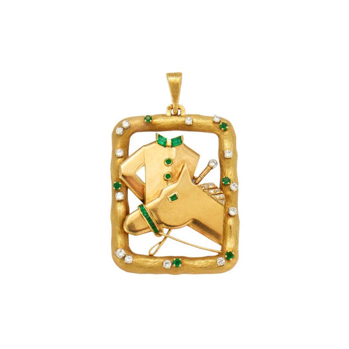 Pendentif Pendentif motif équestre Diamants Emeraudes 58 Facettes DV0156-1