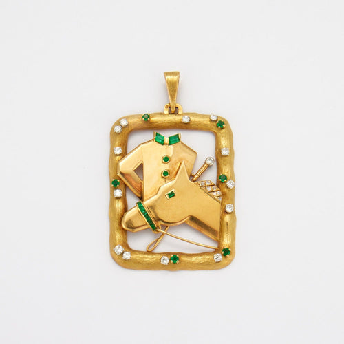 Pendentif Pendentif motif équestre Diamants Emeraudes 58 Facettes DV0156-1