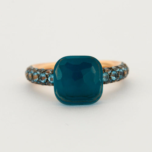 Bague 53 POMELLATO - Bague Nudo Turquoise et Topazes 58 Facettes DV0343-29