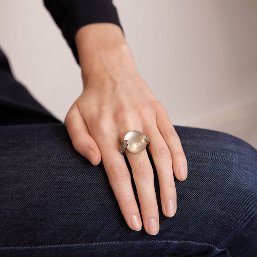 Bague 50 POMELLATO - Bague Tango Quartz fumé Diamants cognac 58 Facettes DV0038-1