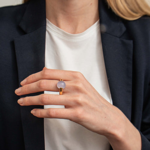 Bague 57 POMELLATO- Bague Luna Calcédoine bleue 58 Facettes DV0164-1