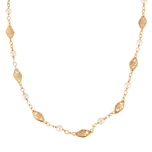 Collier Sautoir Maillons filigrane et perles 58 Facettes DV0074-1