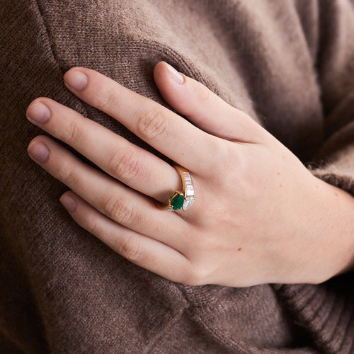 Bague 52 Van Cleef & Arpels - Bague Toi & Moi Diamants Emeraude 58 Facettes DV0373-1