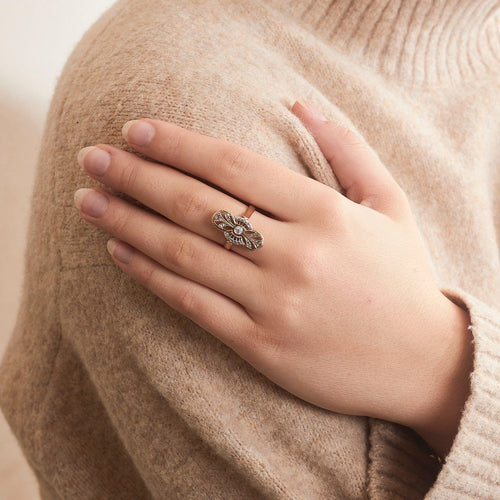 Bague 56 Bague Bicolore Motif Polylobé Diamants 58 Facettes DV0222-31