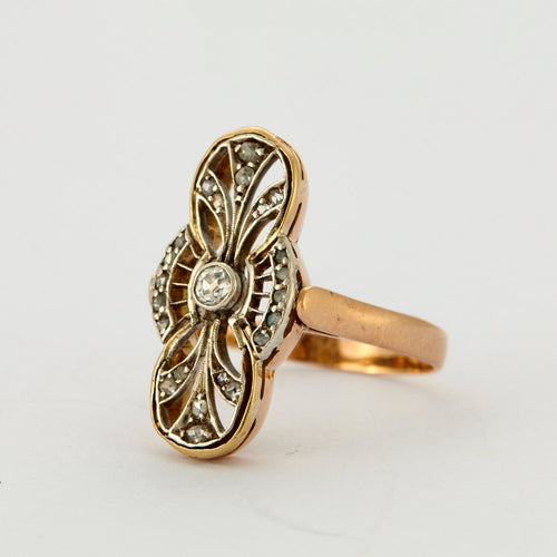 Bague 56 Bague Bicolore Motif Polylobé Diamants 58 Facettes DV0222-31