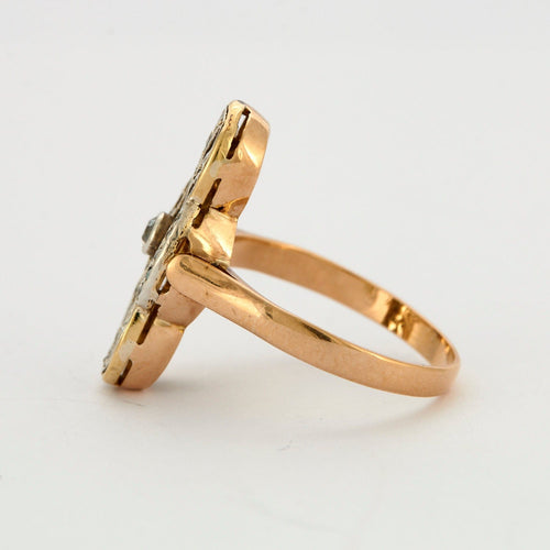 Bague 56 Bague Bicolore Motif Polylobé Diamants 58 Facettes DV0222-31