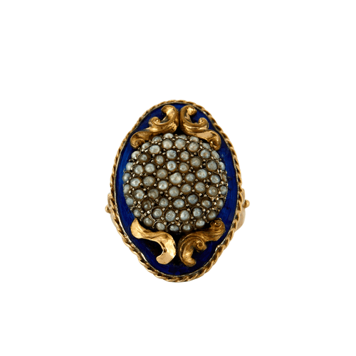 Bague 54 Bague Victorienne Email et Perles 58 Facettes DV0222-26