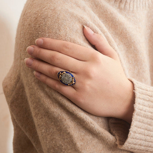 Bague 54 Bague Victorienne Email et Perles 58 Facettes DV0222-26