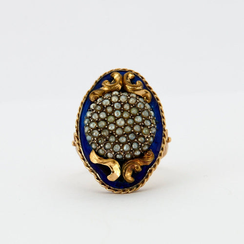 Bague 54 Bague Victorienne Email et Perles 58 Facettes DV0222-26