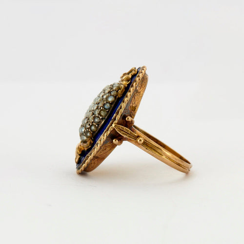 Bague 54 Bague Victorienne Email et Perles 58 Facettes DV0222-26