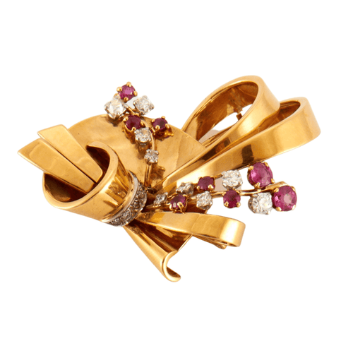 Broche Broche Noeud Or, Diamants, Saphirs 58 Facettes DV0222-16