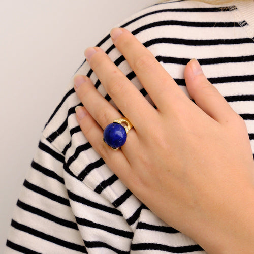 Bague 53 Bague Lapis Lazuli et Diamants 58 Facettes DV0222-4