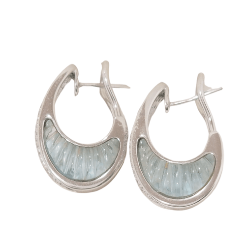 Boucles d'oreilles Boucles d'oreilles aigues marines et diamants 58 Facettes 32153