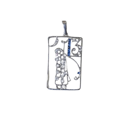 Pendentif Breloque Pierrot Art Déco saphirs et diamants 58 Facettes